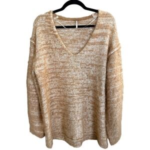 Free People Sweater Women S Tan Oversized Fuzzy Lounge Grandma Cozy Fall Winter